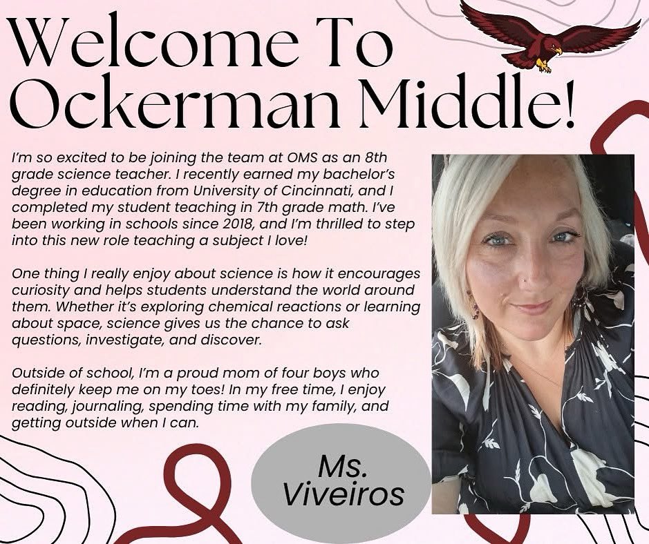 OMSHawks1's tweet photo. Please join us in welcoming new OMS staff member, Ms. Viveiros! https://t.co/aviKsKdNg6