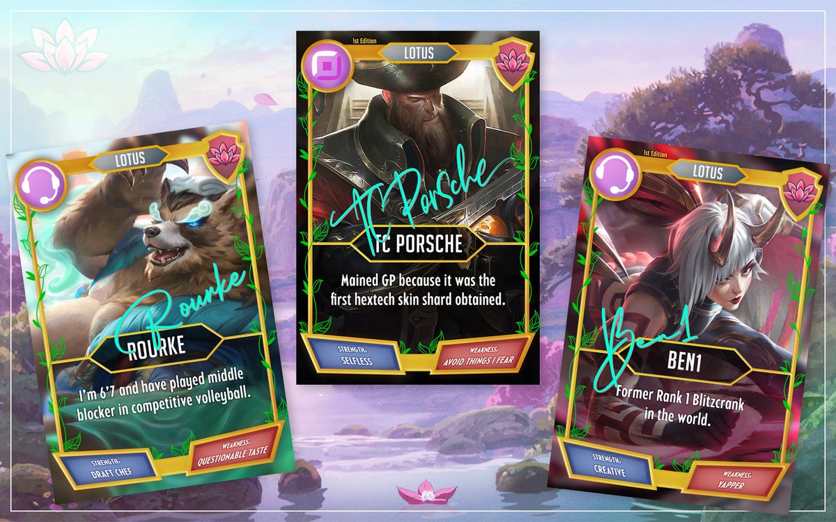 Lotus (@lotus_org) on Twitter photo We're going for a nexus strike with these next 3 champions on the board!
Top: <a href="/TCporsche/">TC porsche</a>
Head Coach: <a href="/LolRourke/">Rourke Smith</a>
Assistant Coach: <a href="/LoL1ben/">ben1</a> We're going for a nexus strike with these next 3 champions on the board!
Top: <a href="/TCporsche/">TC porsche</a>
Head Coach: <a href="/LolRourke/">Rourke Smith</a>
Assistant Coach: <a href="/LoL1ben/">ben1</a>