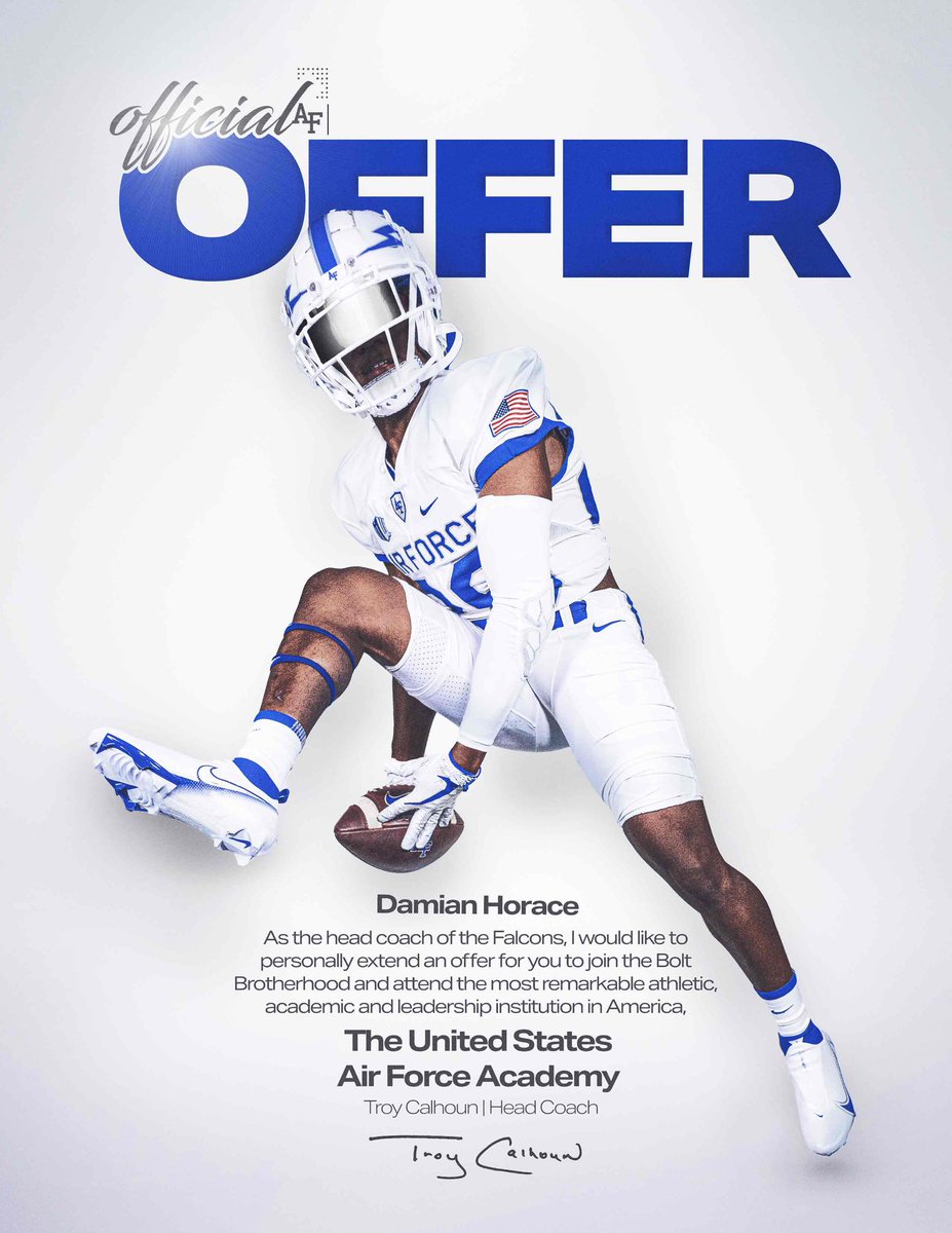 Damian Horace (@damianhorace) on Twitter photo Blessed to have received an official offer from <a href="/AF_Football/">Air Force Football</a> !! #FlyFightWin
<a href="/ConroeTigersFB/">Conroe Tiger Football</a> <a href="/CoachHardeman/">Cedric Hardeman</a> <a href="/Nightrydas7v7/">Nightrydas</a> <a href="/shamar_thomas11/">Marr</a> Blessed to have received an official offer from <a href="/AF_Football/">Air Force Football</a> !! #FlyFightWin
<a href="/ConroeTigersFB/">Conroe Tiger Football</a> <a href="/CoachHardeman/">Cedric Hardeman</a> <a href="/Nightrydas7v7/">Nightrydas</a> <a href="/shamar_thomas11/">Marr</a>