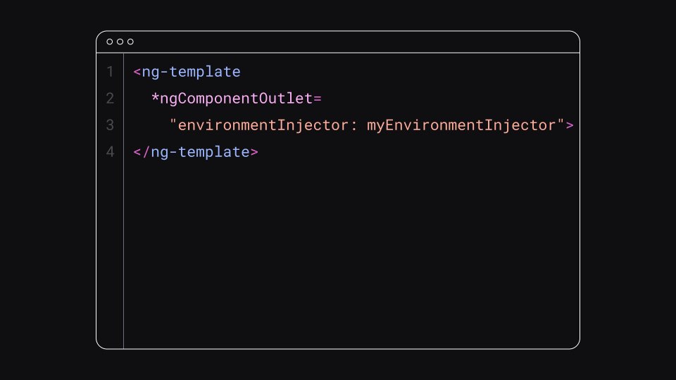 Have you ever wanted to pass a custom EnvironmentInjector to an NgComponentOutlet? Yeah, well, now you can. 

Update to the latest version of Angular to check it out.