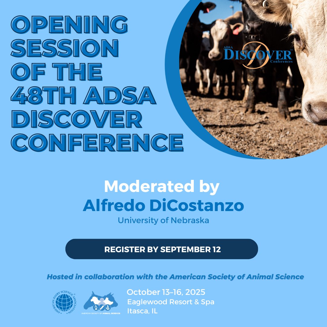Journal of Dairy Science | JDS Communications (@jdairyscience) on Twitter photo #Discover48 in partnership w/ <a href="/CritterChatter/">American Society of Animal Science</a> will kick off with a keynote from Steven C. Loerch on the history of NCCC308 Multistate Research Coordinating and Information Exchange Group and its impact on advancing beef production in the US ➡️
ow.ly/34Ug50WB3HQ #Discover48 in partnership w/ <a href="/CritterChatter/">American Society of Animal Science</a> will kick off with a keynote from Steven C. Loerch on the history of NCCC308 Multistate Research Coordinating and Information Exchange Group and its impact on advancing beef production in the US ➡️
ow.ly/34Ug50WB3HQ