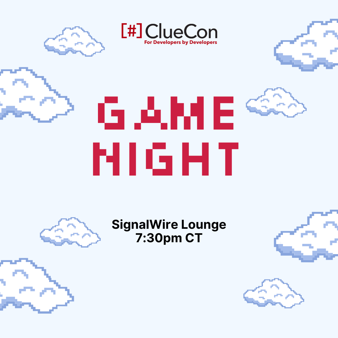 SignalWire's tweet image. Come down to the SignalWire Lounge for an epic night of games, from classic video games to carnival games! 🎲🎮

#cluecon25 #FS20