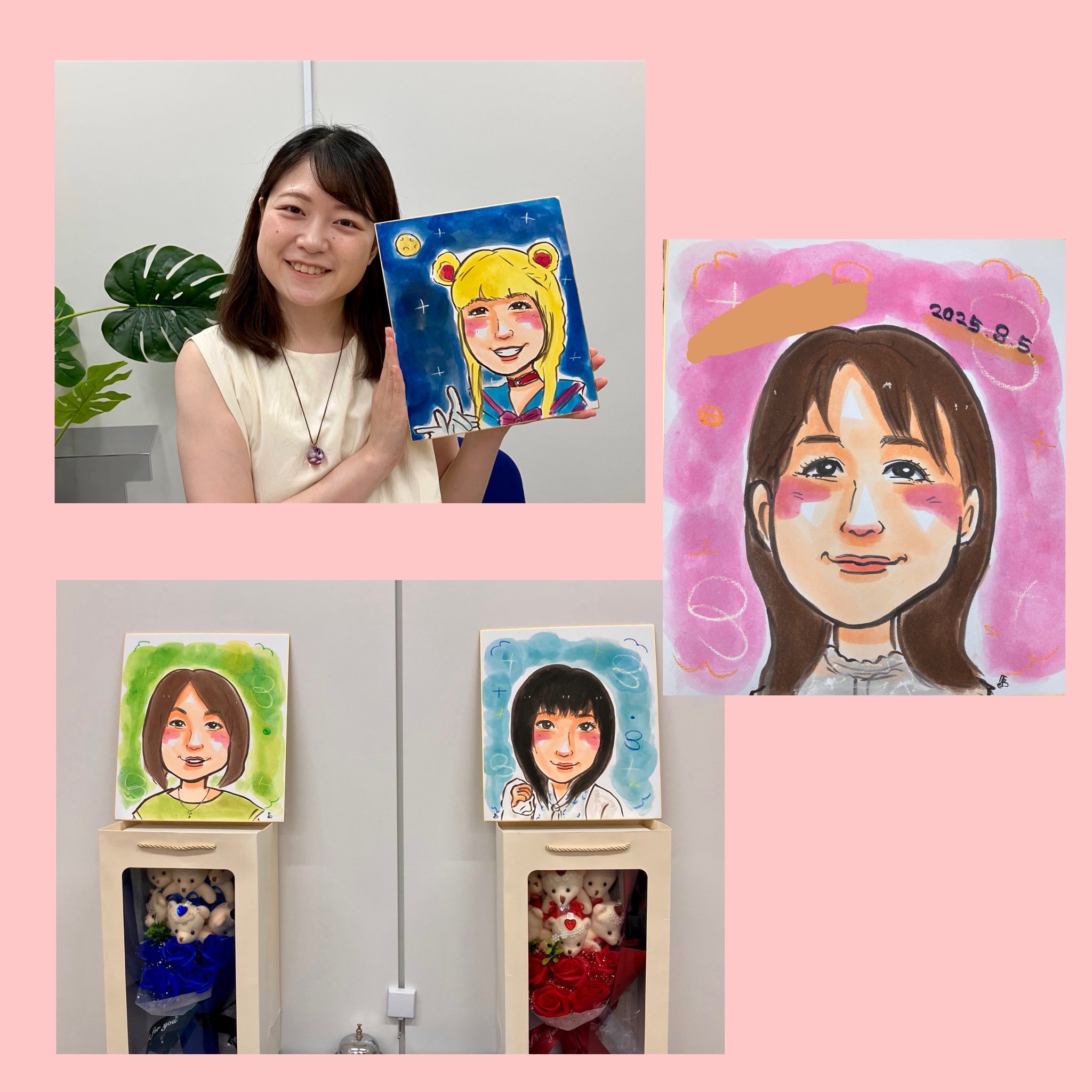 似顔絵 オーダー8月のご予約 満員となりました。☆(*^_^*)☆ 着々と進めております2】 お待たせしております😂 毎日
