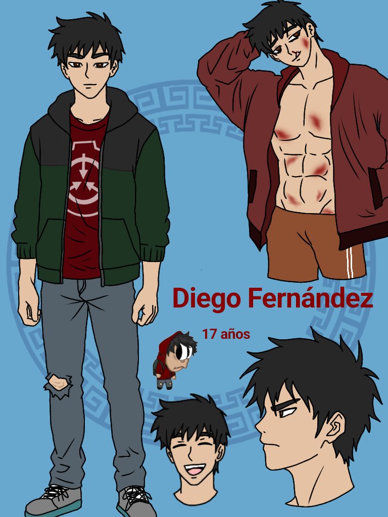 El diseño oficial de Diego del #ProyectoOlimpo ya que estamos a un capitulo de terminar el primer arco. Podemos hacer un preguntas y respuestas a los personajes. En comentarios les responderé como el personaje o como yo si me preguntan a mi ^^