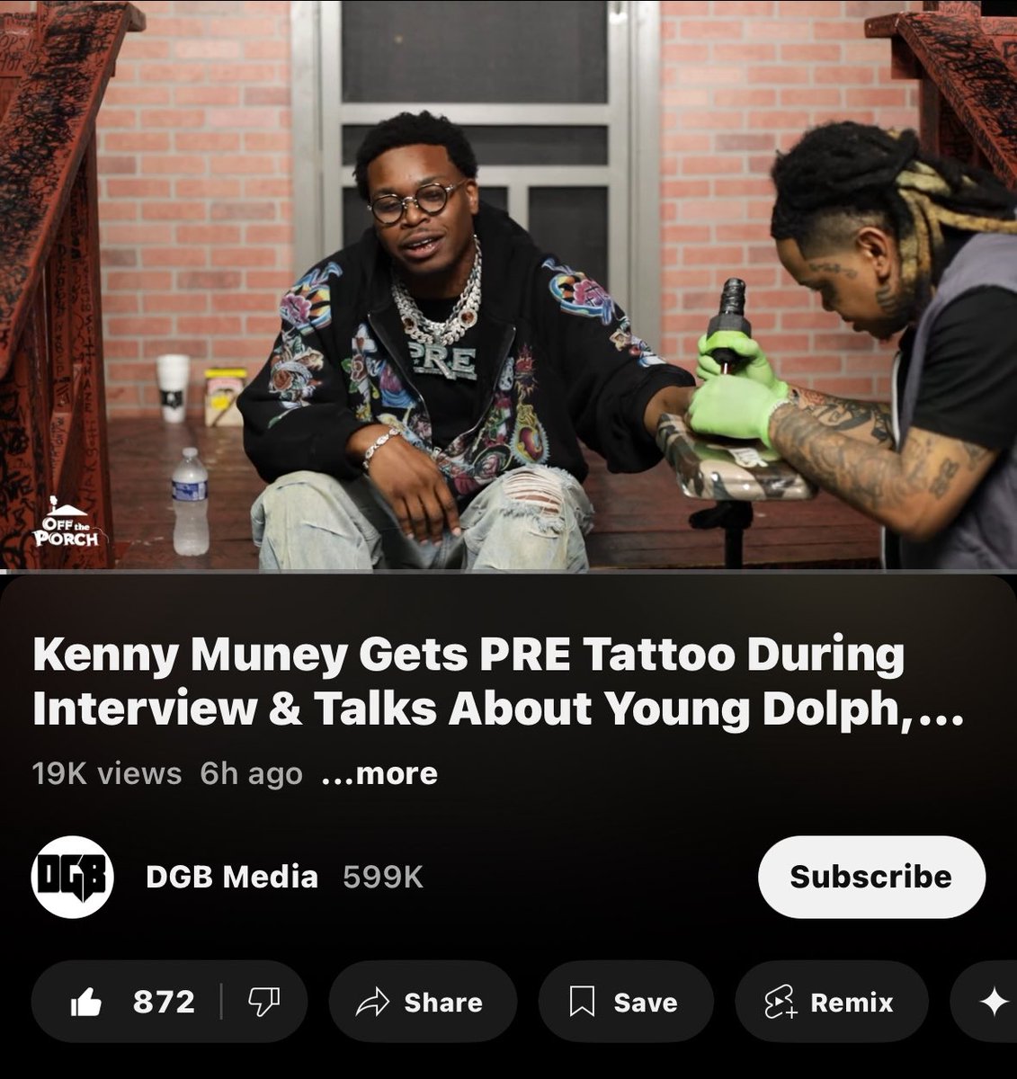 This interview is dope! One sentence solidified why I’ve been a fan: “I’m never too big to listen” I hope to meet you one day bro <a href="/KennyMuney__/">Young trap nigga💰</a> 

Kenny Muney Gets PRE Tattoo During Interview &amp; Talks About Young Dolph, ... youtu.be/P5wmwpGdtiM?si… via <a href="/YouTube/">YouTube</a>