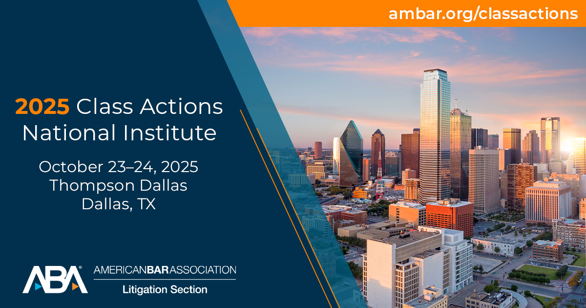 adampolk's tweet photo. The 2025 Class Actions National Institute is around the corner on October 23–24 in Dallas. I am excited to co-chair this event alongside Jennifer Mesko. Join us for cutting edge programming staffed by the brightest minds in the bar!

Register here: https://t.co/5f7ffS5Y7l https://t.co/tdwHcImALr