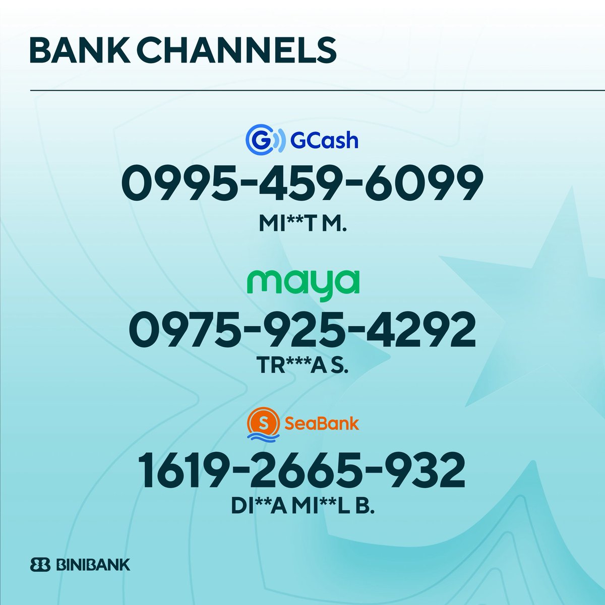 binibank's tweet photo. Hello, Blooms! It's me, BINIBank! 🐷🌸
We're ready to receive your donations, 24/7, no minimum amount! All funds go to all of our fandom projects, for BINI and Blooms!
If you’ve sent in your donation, kindly fill out this form: https://t.co/igaCGH1Mxb
#BINI #BLOOMS #BINIBANK https://t.co/YCzTpNojAC