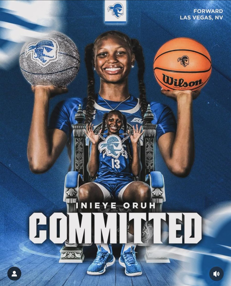 Inieye Oruh has posted on her IG that she will be coming to Seton Hall next season. The 6'4 post player is a different type of recruit for Coach Bozzella and the Pirates. She is currently ranked #91 in the ESPN 100 for 2026. This is a big get for a growing program! #HALLIN