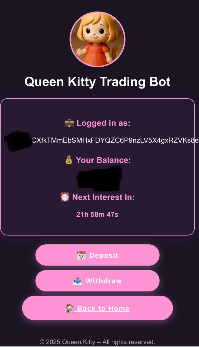 BROKECOIN (@brokecoinonsol) on Twitter photo 🐱 Queen Kitty Trading Bot!
$BROKE partnered with <a href="/QueenKitty20236/">Queen-Kitty</a> $Qkitty and utilizes their trading bot for compounding interest! - 1.25% daily which will be used to support the $BROKE floor, fund marketing efforts, and compound for more gains 💪!!!
With 100k $QKitty you 🐱 Queen Kitty Trading Bot!
$BROKE partnered with <a href="/QueenKitty20236/">Queen-Kitty</a> $Qkitty and utilizes their trading bot for compounding interest! - 1.25% daily which will be used to support the $BROKE floor, fund marketing efforts, and compound for more gains 💪!!!
With 100k $QKitty you