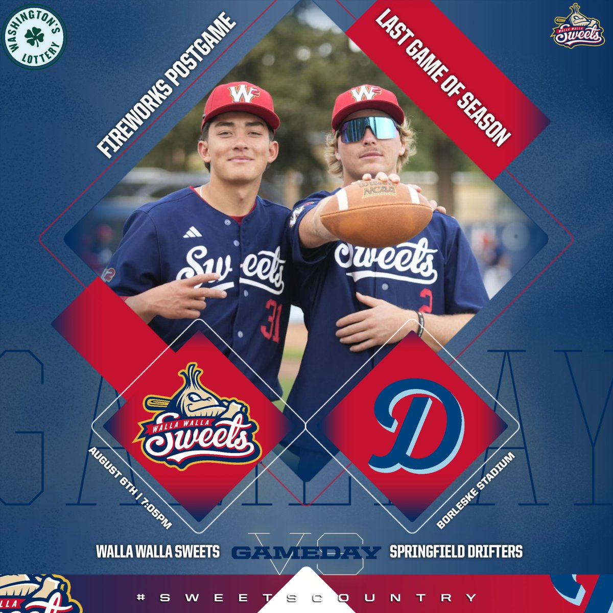 Last game of the season for the Sweets, come out to the ballpark for a postgame firework show! 

#sweetscountry