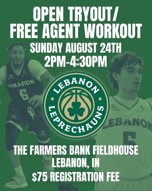 TBLleprechauns's tweet photo. "Lebanon Leprechauns Open Tryout – Sun, Aug 24 | 2–4:30 PM | Farmers Bank Fieldhouse, Lebanon, IN | $75 fee. Register: https://t.co/hdlNWxXd9V" https://t.co/mkQ9J1DqpG