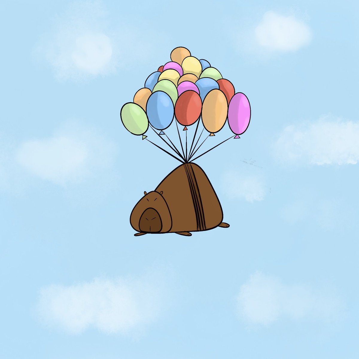 yuia_corner's tweet image. Balloons to Heaven 🎈
Floating gently skyward, this little capybara carries love, memories, and a quiet wish.
A soft tribute for Balloons to Heaven Day.

#BalloonsToHeavenDay #TriangleArt #CapybaraArt