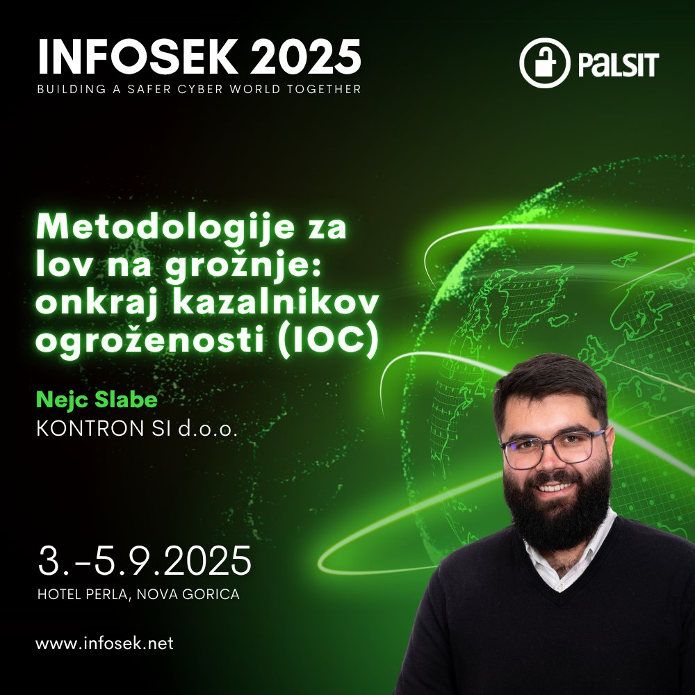 🧠 Grožnje se skrivajo tam, kjer IOCs ne sežejo. Ste jih pripravljeni ujeti?

Tradicionalni kazalniki ogroženosti (IOC) niso več dovolj. Današnje grožnje so pametnejše, bolj subtilne – in pogosto popolnoma neznane.

Na INFOSEKU 2025 bosta Alex Crgol in Nejc Slabe (KONTRON SI