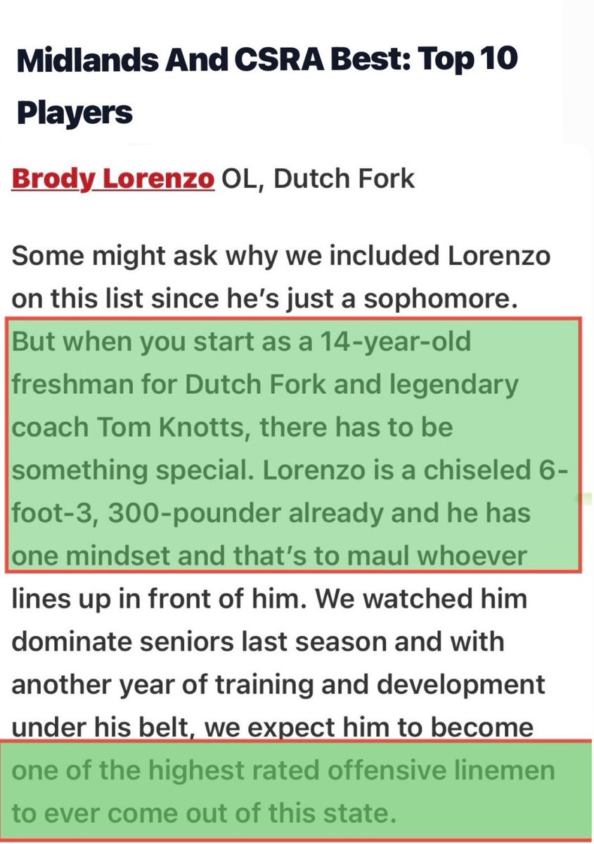 Brody Lorenzo (@brodylorenzo) on Twitter photo Humbled,honored, and blessed to be mentioned among the best. Always grateful for the recognition — now it’s time to prove it. <a href="/CDearing82/">Chris Dearing</a> <a href="/PrepRedzoneSC/">Prep Redzone South Carolina</a> <a href="/DFHSRecruiting/">Dutch Fork Football Recruits</a> <a href="/dfhsfootball/">Dutch Fork Football</a> <a href="/CoachBlakeCulb/">Blake Culbertson</a> <a href="/bigka54/">Kevin McAlmont</a> Humbled,honored, and blessed to be mentioned among the best. Always grateful for the recognition — now it’s time to prove it. <a href="/CDearing82/">Chris Dearing</a> <a href="/PrepRedzoneSC/">Prep Redzone South Carolina</a> <a href="/DFHSRecruiting/">Dutch Fork Football Recruits</a> <a href="/dfhsfootball/">Dutch Fork Football</a> <a href="/CoachBlakeCulb/">Blake Culbertson</a> <a href="/bigka54/">Kevin McAlmont</a>