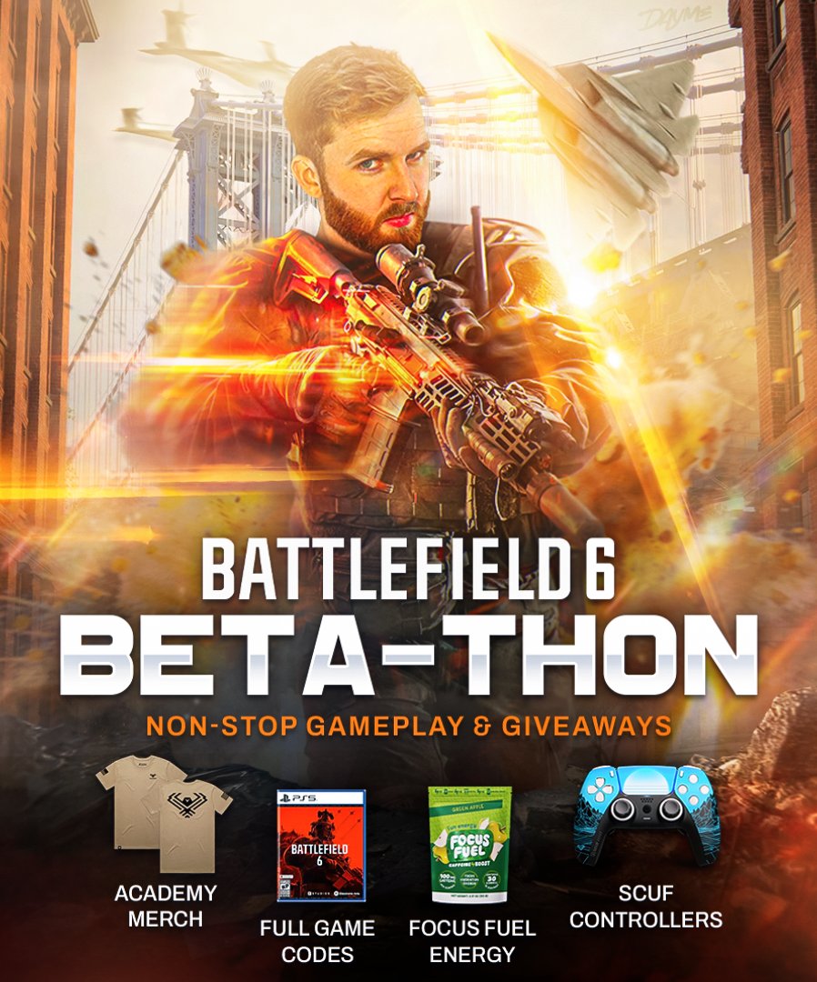 🔥 ANNOUNCING THE BATTLEFIELD 6 BETA-THON 🔥

A four day, non-stop stream, filled with giveaways, gameplay, and pure passion... Live tonight at 2am CST!

GIVING AWAY THREE COPIES OF BATTLEFIELD 6 PHANTOM EDITION RIGHT NOW TO CELEBRATE ⤵️