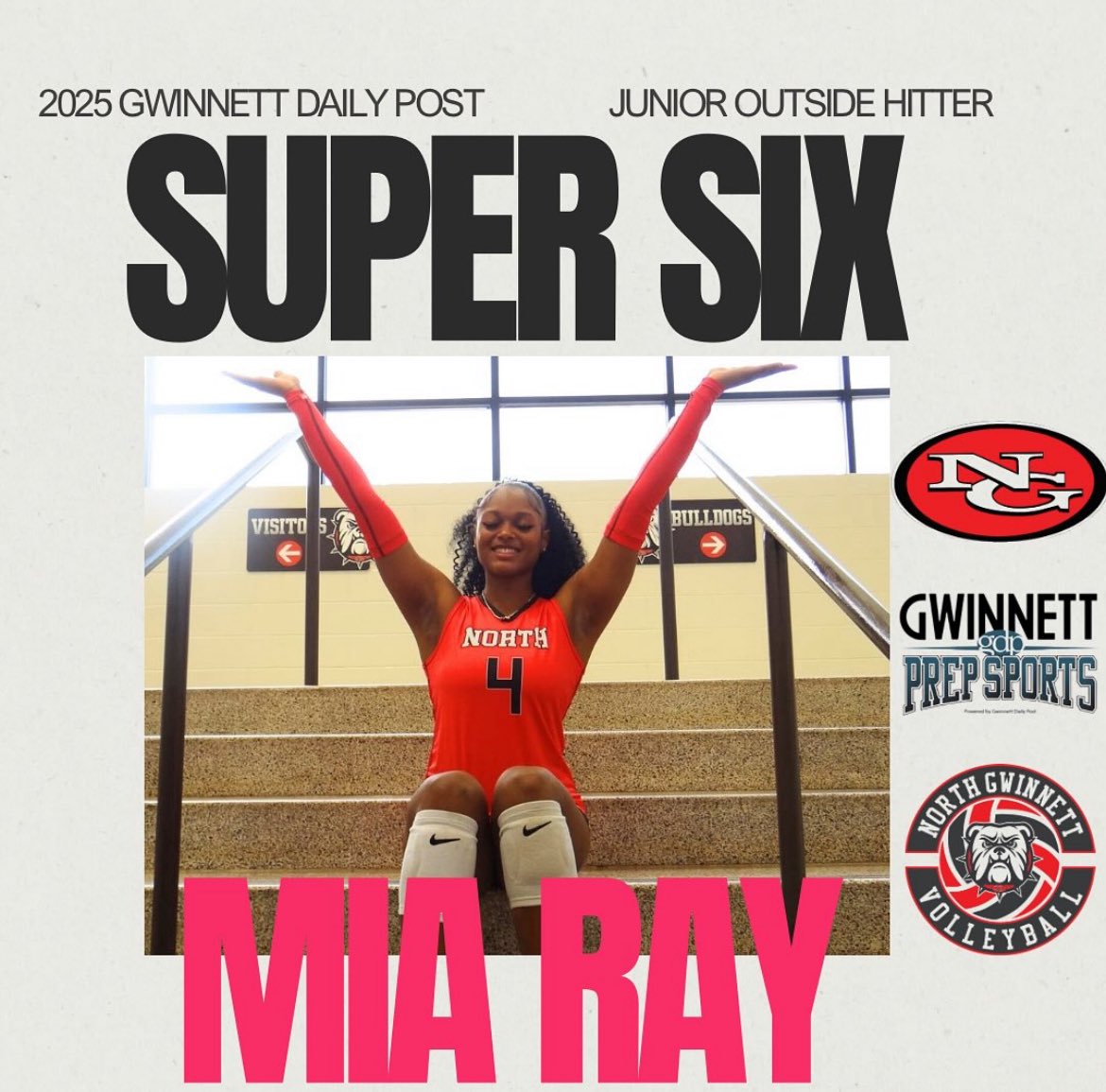 CONGRATULATIONS to junior outside hitter Mia Ray for being selected for the 2025 Gwinnett Daily Post Super Six!!!! Keep shining, Mia! We are so proud of you! ✨
