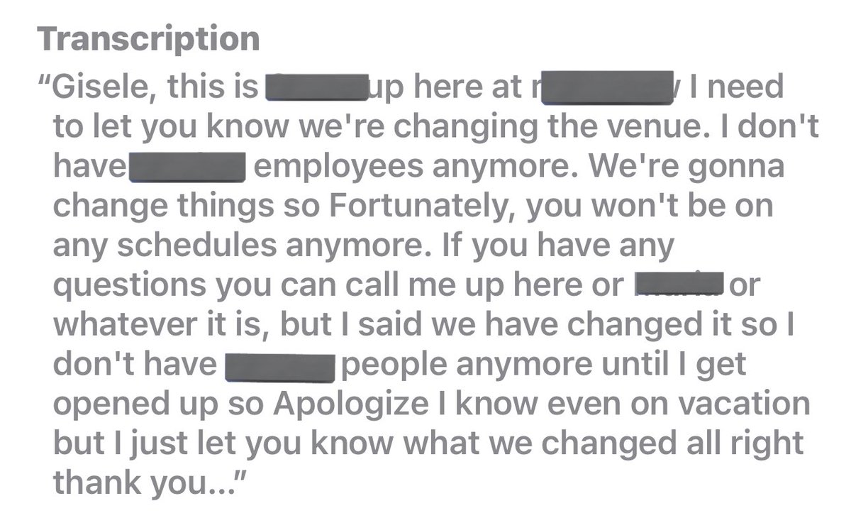 still crazy to me that I got fired through voicemail 🫩