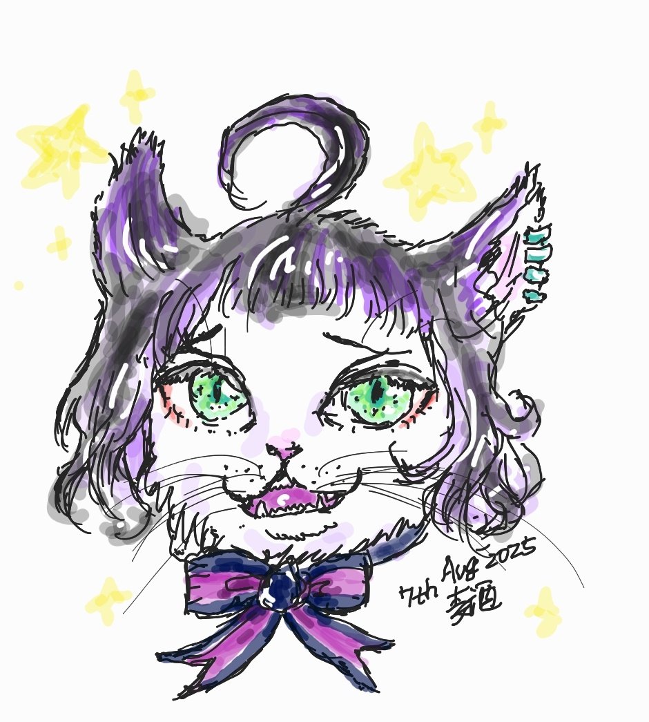 aknkNuma's tweet image. 🌟 にゃん。
🍷にゃん大好き(スリスリ❤)
🗝ワンキライ(シャーシャー！バシッバシッ！)
すばしっこい。
アメリカンカール。
アホ毛から描きました。
#SamsungNote 
#麦酒のらくがき
#執事犬猫化