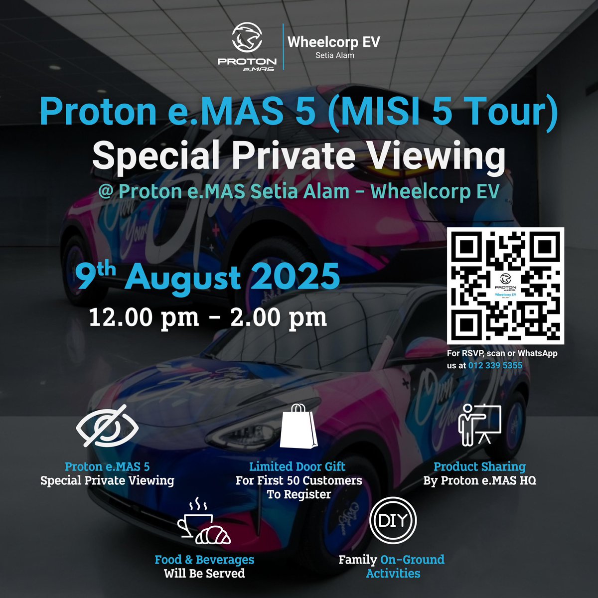 faiztasnim1's tweet image. 🚨 This is your VIP moment.

You’re invited to the Proton e.MAS 5 MISI 5 Tour — an exclusive preview of the future of electric mobility!

Happening 9th August at Proton e.MAS Setia Alam — be among the first in Malaysia to experience the Proton e.MAS 5 up close!

#ProtoneMAS