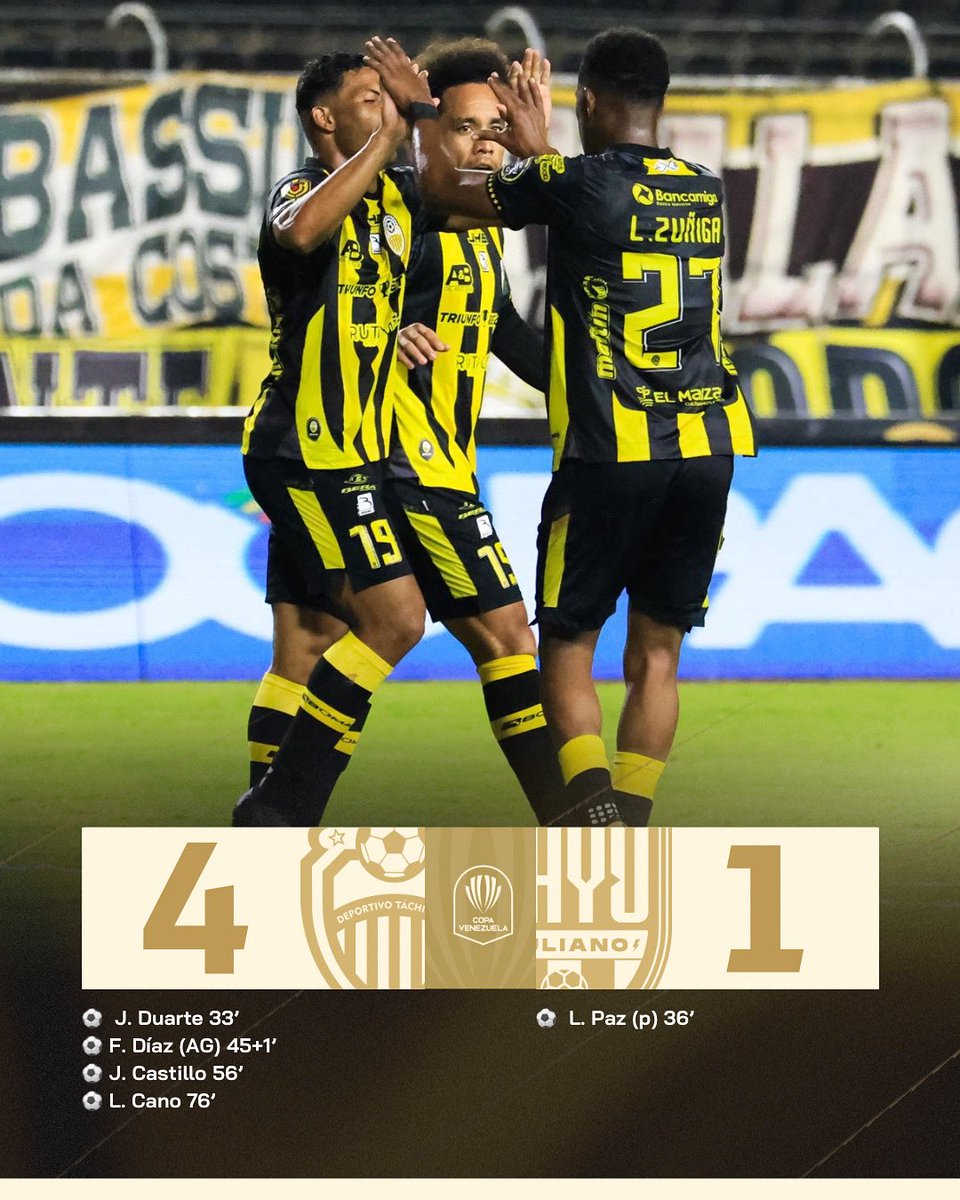 Liga Banco de Venezuela (@ligafutve) on Twitter photo 👊🏼 • <a href="/DvoTachira/">Deportivo Táchira FC</a> completó la tarea en Pueblo Nuevo y sigue adelante en la #CopaVenezuela
💪🏼 • El aurinegro ganó los dos partidos de su llave ante Rayo Zuliano, redondeando un global de 6-1, y en ambos agitó las redes el chamo Jesus Duarte
⚔️ • <a href="/DvoTachira/">Deportivo Táchira FC</a> enfrentará a 👊🏼 • <a href="/DvoTachira/">Deportivo Táchira FC</a> completó la tarea en Pueblo Nuevo y sigue adelante en la #CopaVenezuela
💪🏼 • El aurinegro ganó los dos partidos de su llave ante Rayo Zuliano, redondeando un global de 6-1, y en ambos agitó las redes el chamo Jesus Duarte
⚔️ • <a href="/DvoTachira/">Deportivo Táchira FC</a> enfrentará a