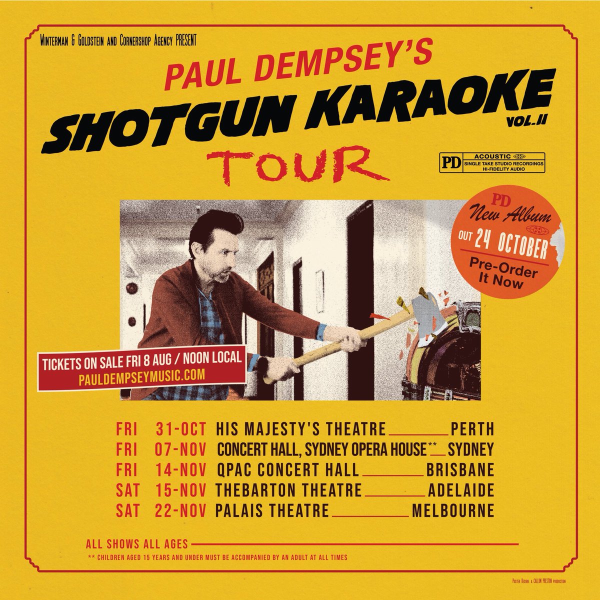 The pre-sale for The Shotgun Karaoke Tour has begun! Use code word: CHER to access at pauldempseymusic.com