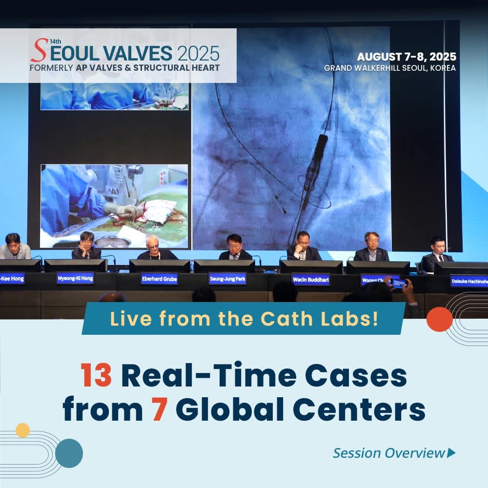 Zill_cardio's tweet photo. #SEOULVALVES2025 
#LiveCases

Find below the details of 1⃣3⃣ moderated live case transmissions from 7️⃣ leading medical centres in Asia by the renowned experts in the fields of valvular interventions.

@summitmd_cvrf #CardioX https://t.co/V3XHBt2Rrc