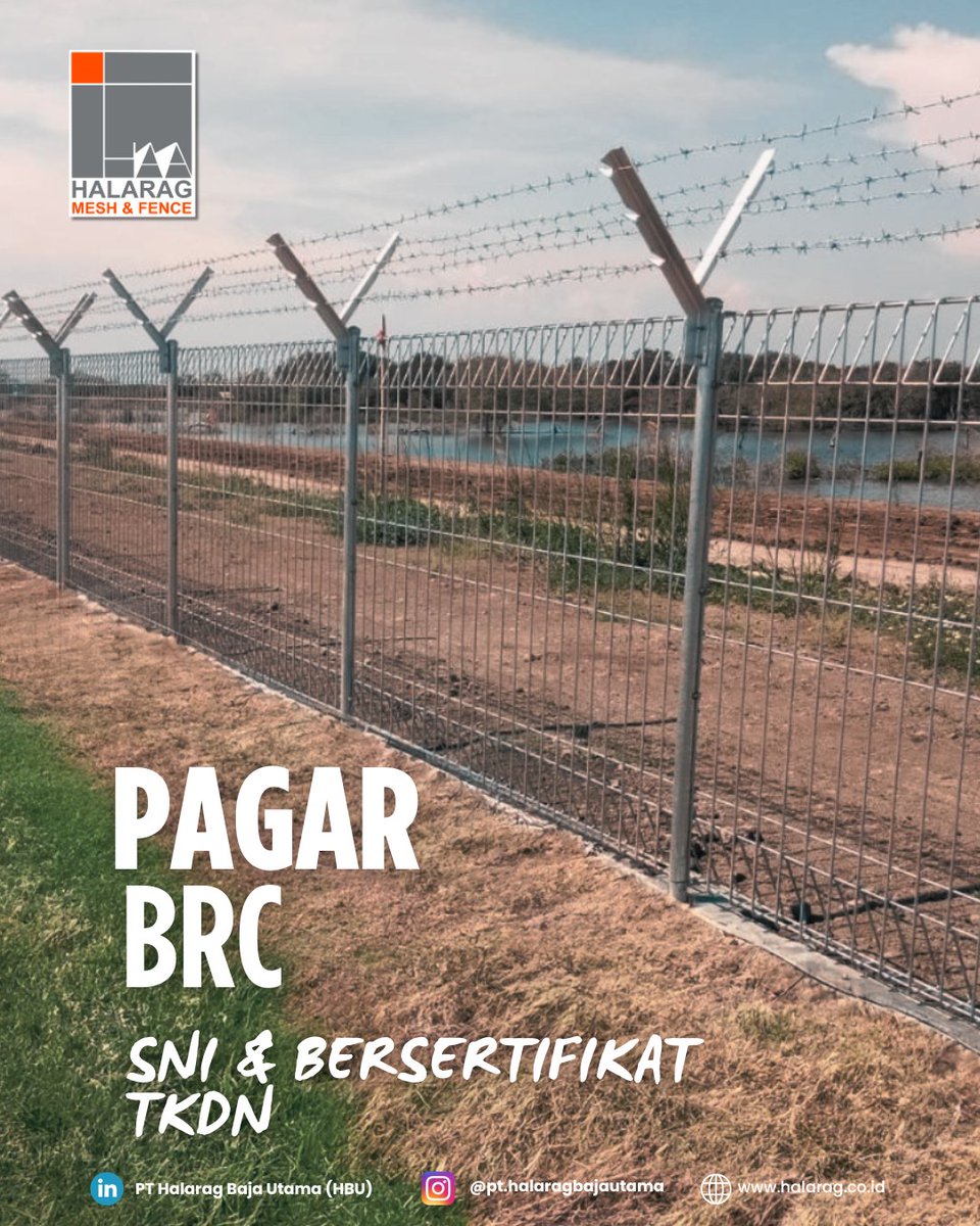 HalaragPt's tweet image. Pagar BRC Dan Pagar Untuk PLTS Dan Pagar Untuk BTS, Pagar Untuk Bandara - Kualitas SNI - PT Halarag Baja Utama

Spesifikasi teknis Pagar BRC dan Pagar Untuk BTS Halarag merujuk pada
SNI 07-4599-1998

Dan Sudah Bersertifikat TKDN 

Website :
pabrikwiremesh.co.id

#pagarbrc