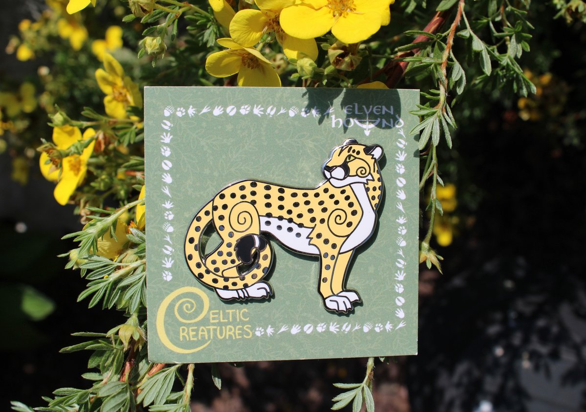 Our new pair of Cheetah pins are now available on the Patreon Pin Club!   patreon.com/Elvenhound