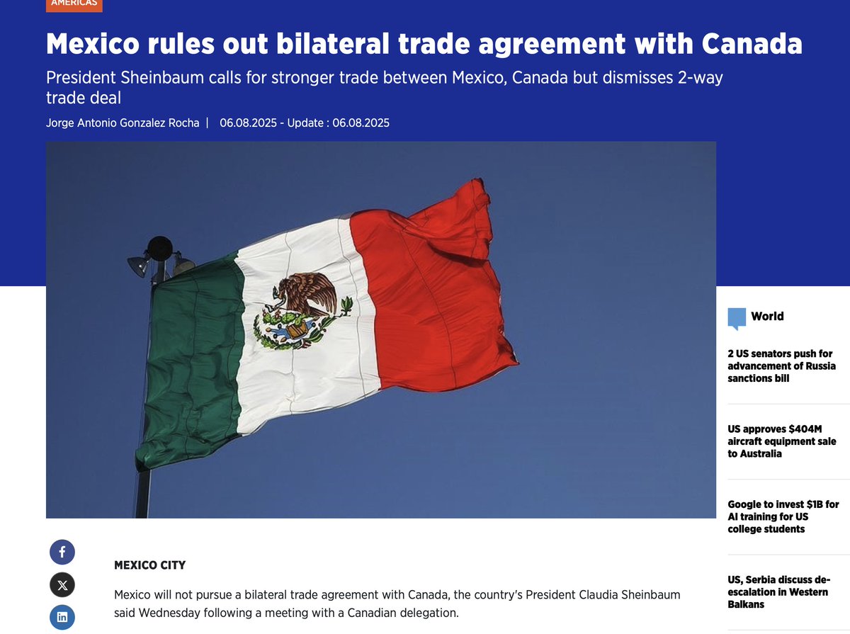 Mexico not only just publicly dumped us on the world stage, but is extremely likely to take our spot in the G7 

#AlbertaIndependence