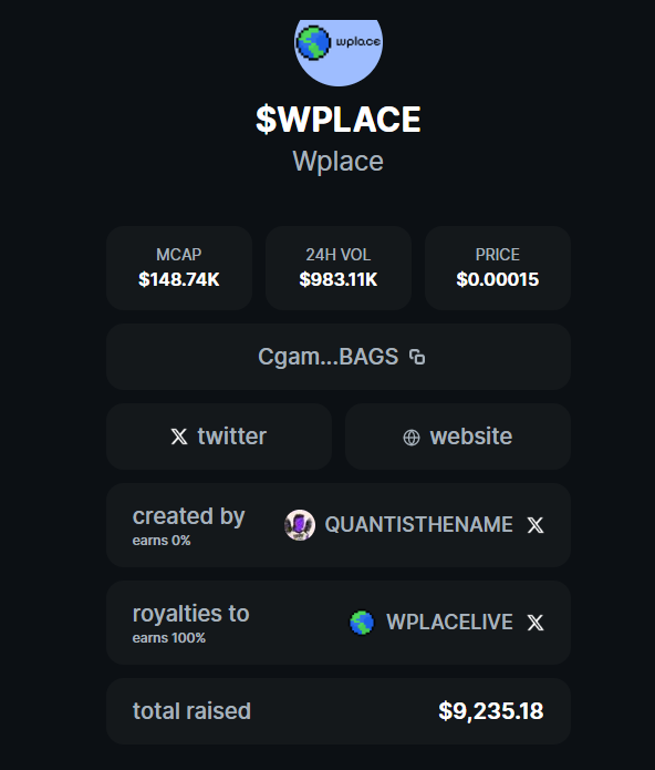 junior888br's tweet photo. @wplacelive Dev ou admin online? criaram uma criptomoeda baseada no seu site, vc pode dar claim em mias de 9k usd atualmente, e se você apoiar, pode ser que suba muito mais....da uma olhada https://t.co/Tq2YaUxazm
