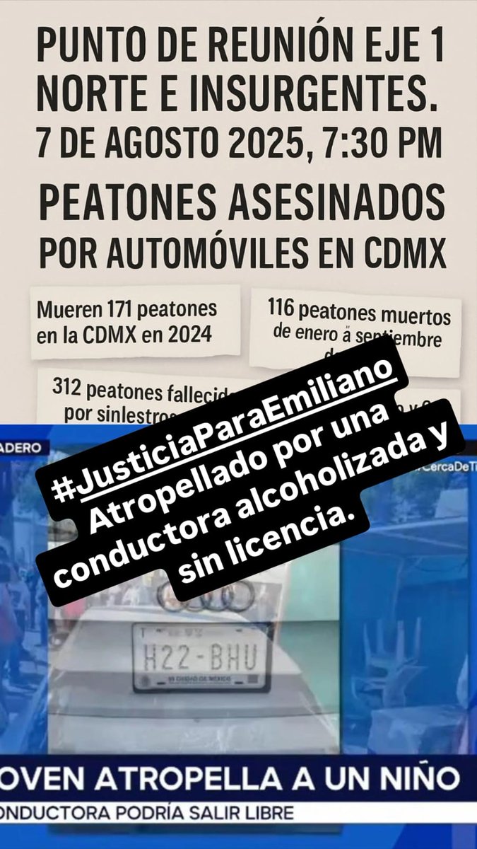🅻🅰 🆃🅸🅰 (@evedian26) on Twitter photo Una conductora de 18 años, sin licencia,
lo atropelló a exceso de velocidad.
Y el gobierno no ha hecho nada.
📣 <a href="/ClaraBrugadaM/">Clara Brugada Molina</a> : ¿dónde estás?
Mientras tú paseas por CDMX,
nuestras infancias mueren
por tu falta de política pública.
Esto no es un accidente. Una conductora de 18 años, sin licencia,
lo atropelló a exceso de velocidad.
Y el gobierno no ha hecho nada.
📣 <a href="/ClaraBrugadaM/">Clara Brugada Molina</a> : ¿dónde estás?
Mientras tú paseas por CDMX,
nuestras infancias mueren
por tu falta de política pública.
Esto no es un accidente.