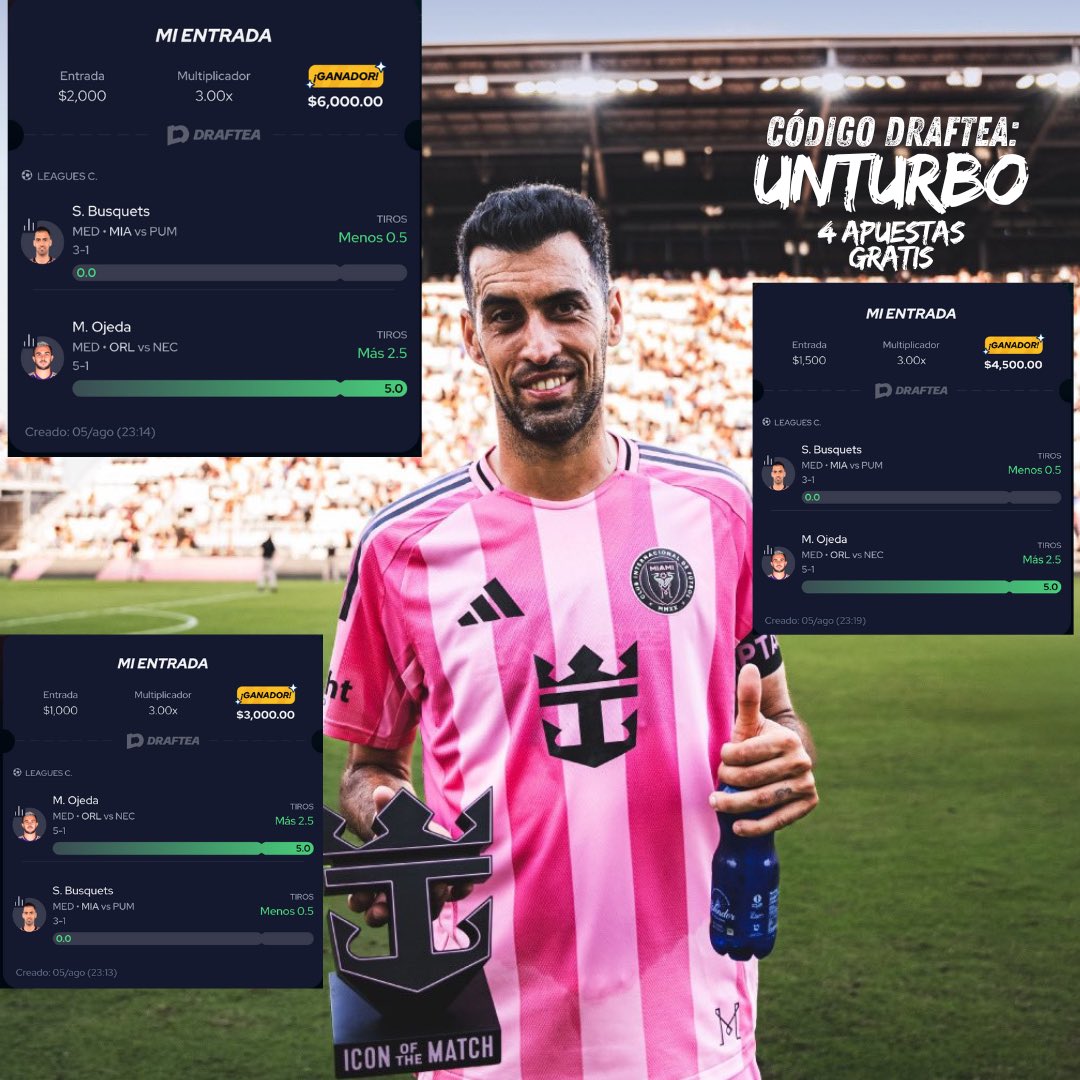 El Pick de Bernardo (@bernardopicks) on Twitter photo “Si miras el partido, no verás a Busquets, si miras a Busquets, verás todo el partido” -Vicente del Bosque
Se van $800 para alguno que deje su like, RT y me siga en X 🔄🫶
Código <a href="/Draftea_Mexico/">Draftea México</a> : UNTURBO para que te regalen 4 APUESTAS GRATIS en tu primer depósito en la app 📲 “Si miras el partido, no verás a Busquets, si miras a Busquets, verás todo el partido” -Vicente del Bosque
Se van $800 para alguno que deje su like, RT y me siga en X 🔄🫶
Código <a href="/Draftea_Mexico/">Draftea México</a> : UNTURBO para que te regalen 4 APUESTAS GRATIS en tu primer depósito en la app 📲