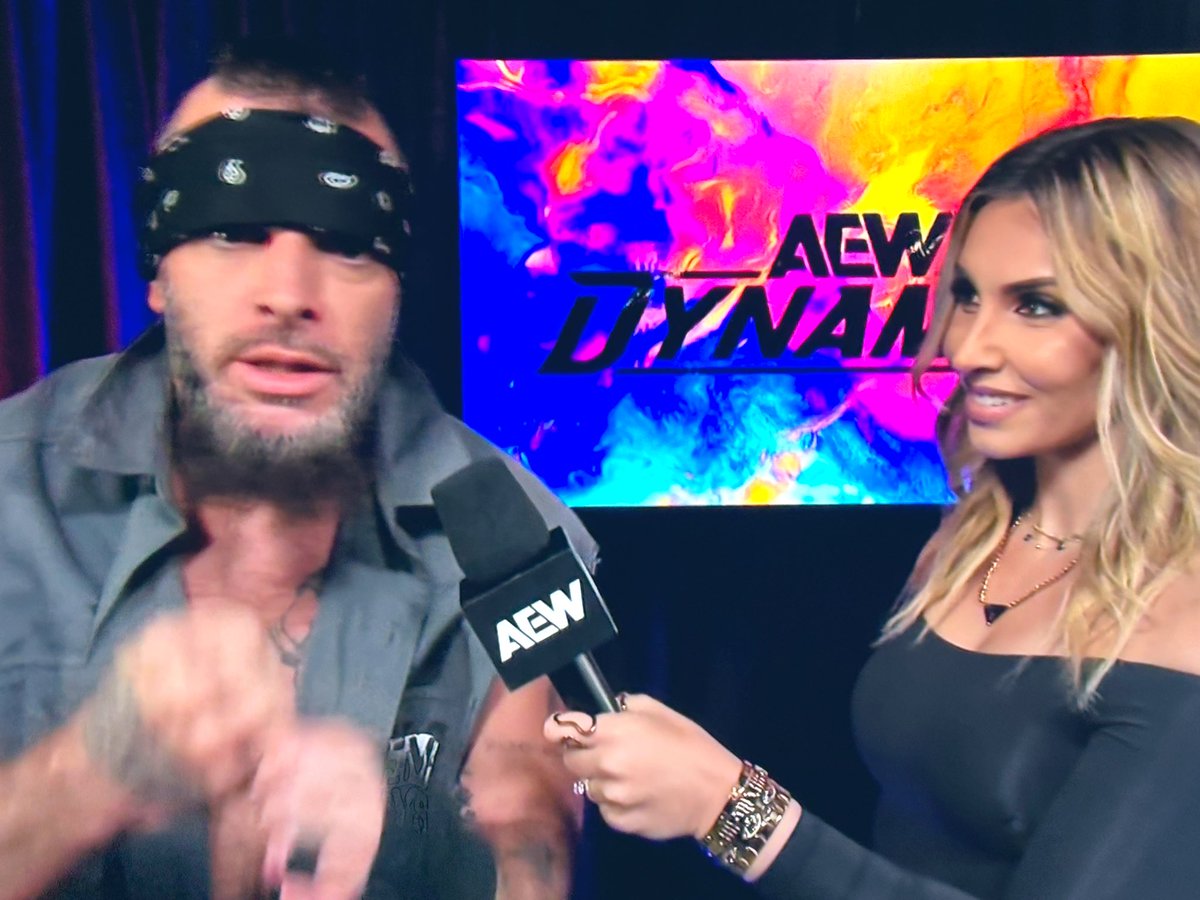 oralcarter's tweet photo. #AEWDynamite #MarkBriscoe #AEW World Champion #HanfmgmanAdamPage , with #AliciaAtout 🎤 https://t.co/yHwCuzNc2h