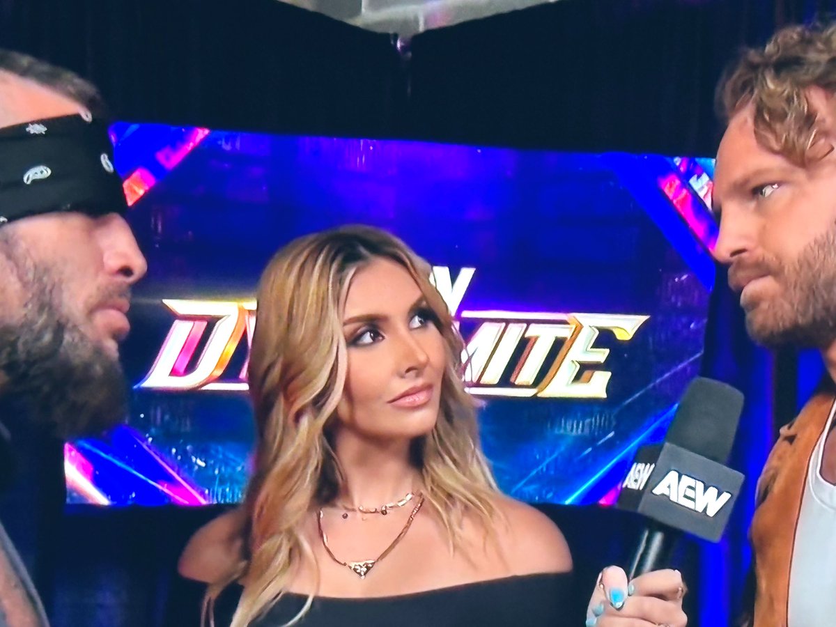 oralcarter's tweet photo. #AEWDynamite #MarkBriscoe #AEW World Champion #HanfmgmanAdamPage , with #AliciaAtout 🎤 https://t.co/yHwCuzNc2h