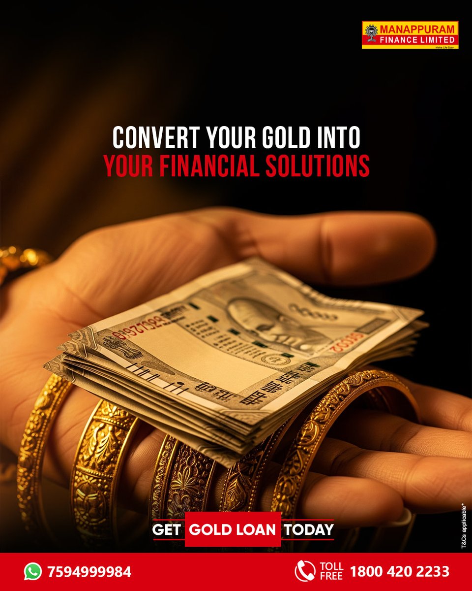 ManappuramMAFIL's tweet photo. Get fast, flexible and affordable gold loans from Manappuram Finance.
Click here to apply for our gold loan: https://t.co/slbX3M3Nrm
*T & C Apply
#GoldToCash #SmartGoldLoan #ManappuramGoldLoan
#GoldForGoals #FinancialSolutions #QuickCashWithGold #ManappuramFinance https://t.co/q0GY4iH5Nm