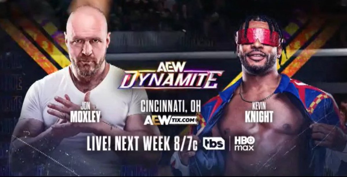 WrestlePurists's tweet photo. ๐จ JUST ANNOUNCED
NEXT WEEK on AEW Dynamite
Jon Moxley vs. Kevin Knight
#AEWDynamite https://t.co/RfRYmZlj5m