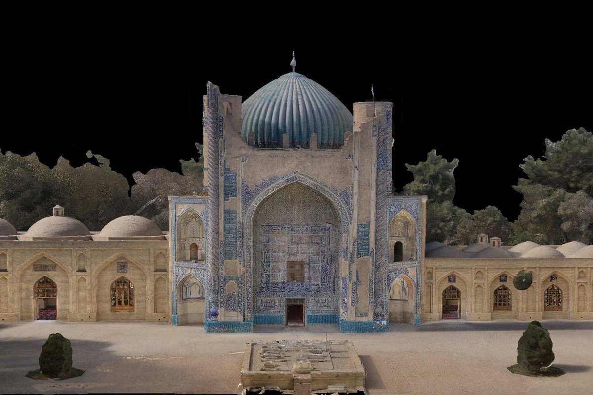 Bagh_eBabur's tweet image. A rendering of the 15th century Green Mosque in Balkh, northern Afghanistan built by the Turkic Timurids.