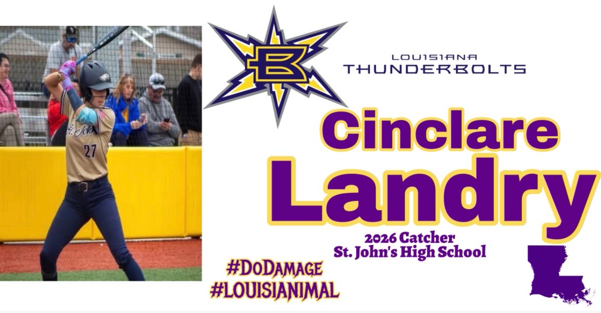 💥Big Bolts welcome to the newest member of our squad - <a href="/Cinclare_Landry/">Cinclare Landry</a>.  Cinclare adds a huge bat into our lineup and arm behind the plate. We can't wait to #DoDamage with her this Fall. #BoltsBoom #LouisiANIMALS 💥