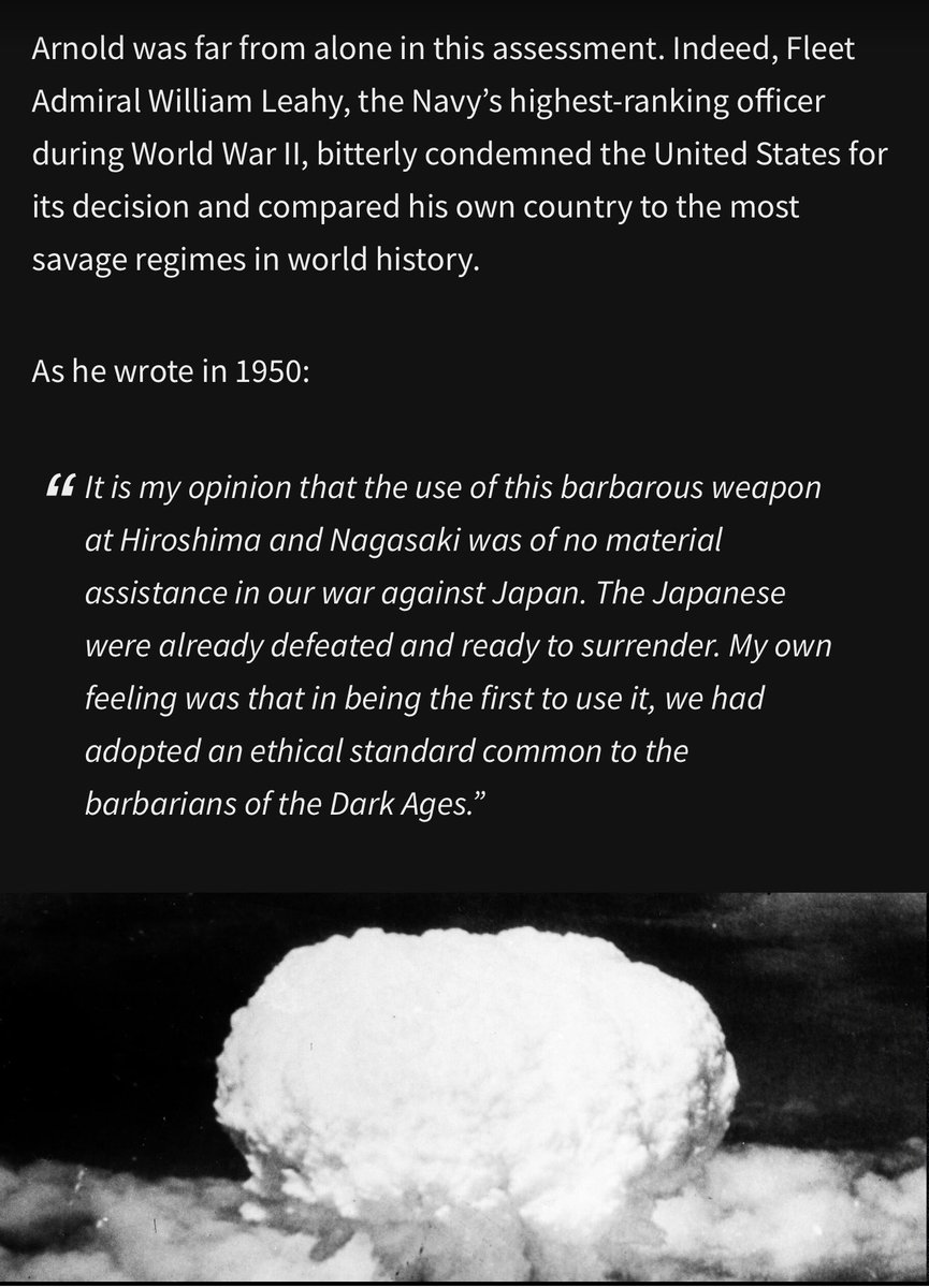 Dwight D. Eisenhower, Supreme Allied Commander in Europe, said:
“Japan was already defeated &amp; dropping the bomb was completely unnecessary…It was my belief that Japan was, at this very moment, seeking a way to surrender with a minimum loss of face.”
mintpressnews.com/hiroshima-naga…