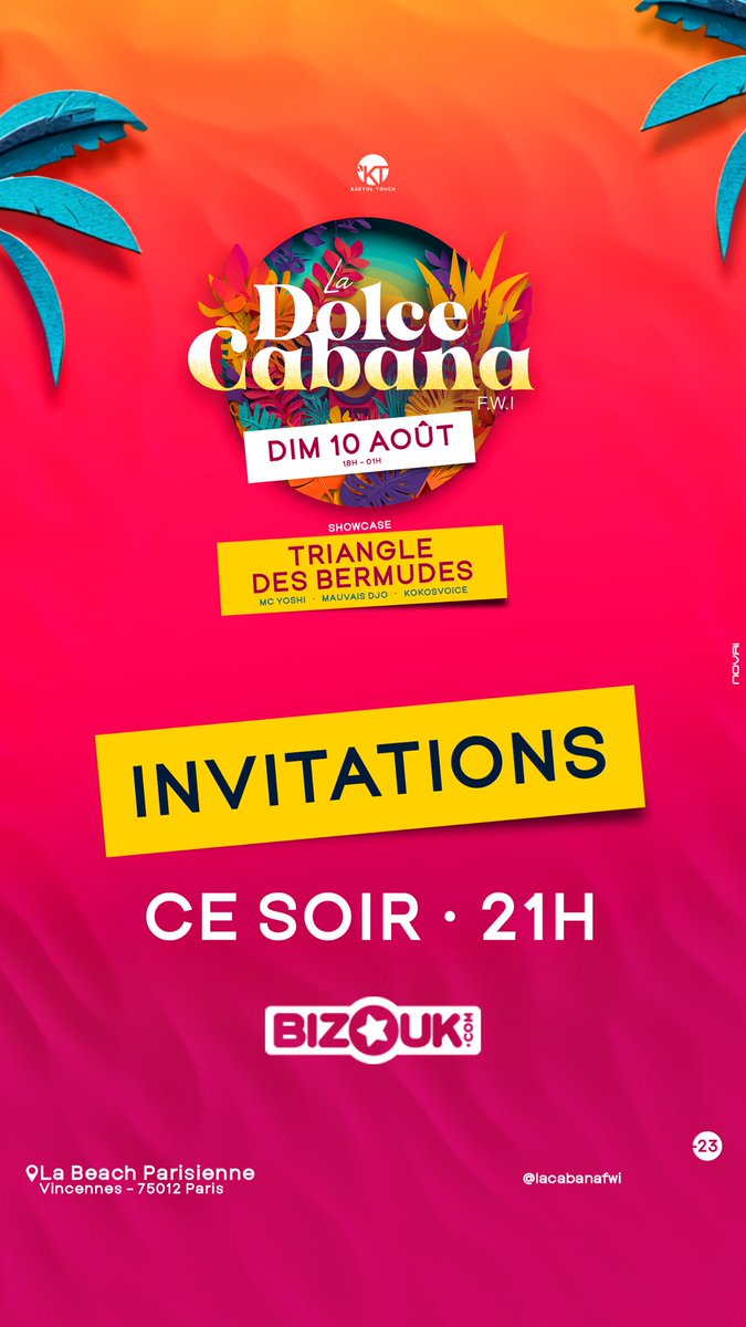 🚨🚨LES INVITATIONS SUR BIZOUK🚨🚨
🚨🚨LES INVITATIONS SUR BIZOUK🚨🚨

🌸🦋🌸 DOLCE CABANA Ep.09 🌸🦋🌸

C’est L’heure du gros borderline…🥳😍
Charger, Charger, Charger….🎶🎶
J’ai mis mes lunettes… 🎶🎶
Ya une meuf 🎶🎶

🎙️SHOWCASE : TRIANGLE DES BERMUDES

🎧DJS : LOU / SKETY