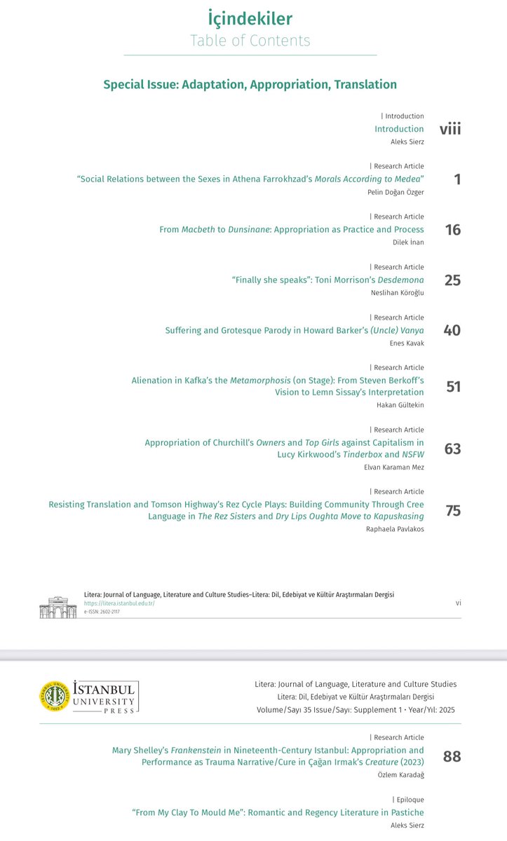 We’re excited to announce our new special issue! Grateful to our guest editor <a href="/AleksSierz/">Aleks Sierz</a> for his outstanding work, introduction, and the first-time publication of his “‘From My Clay To Mould Me’: Romantic and Regency Literature in Pastiche”. 
Read now:🔗 iupress.istanbul.edu.tr/tr/journal/lit…