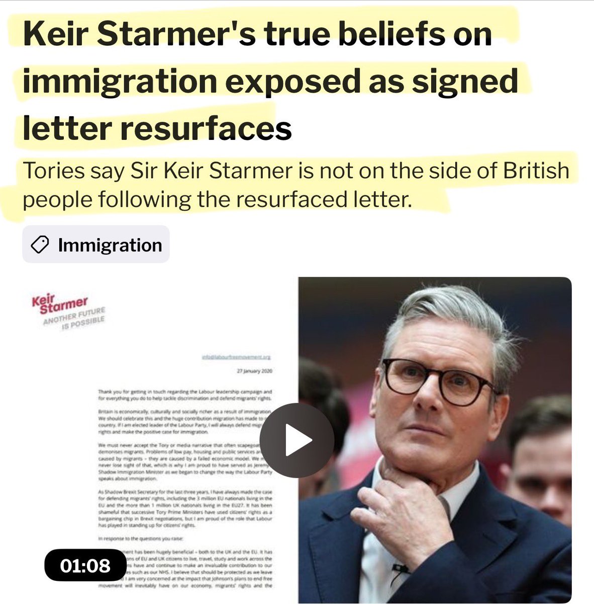 Before Starmer became PM he wrote a letter detailing how he would deal with migration. 

The letter called for the closure of immigration detention centres, liberalising family reunion, letting asylum seekers work and giving foreigners full voting powers.

It reads … 
“If I am
