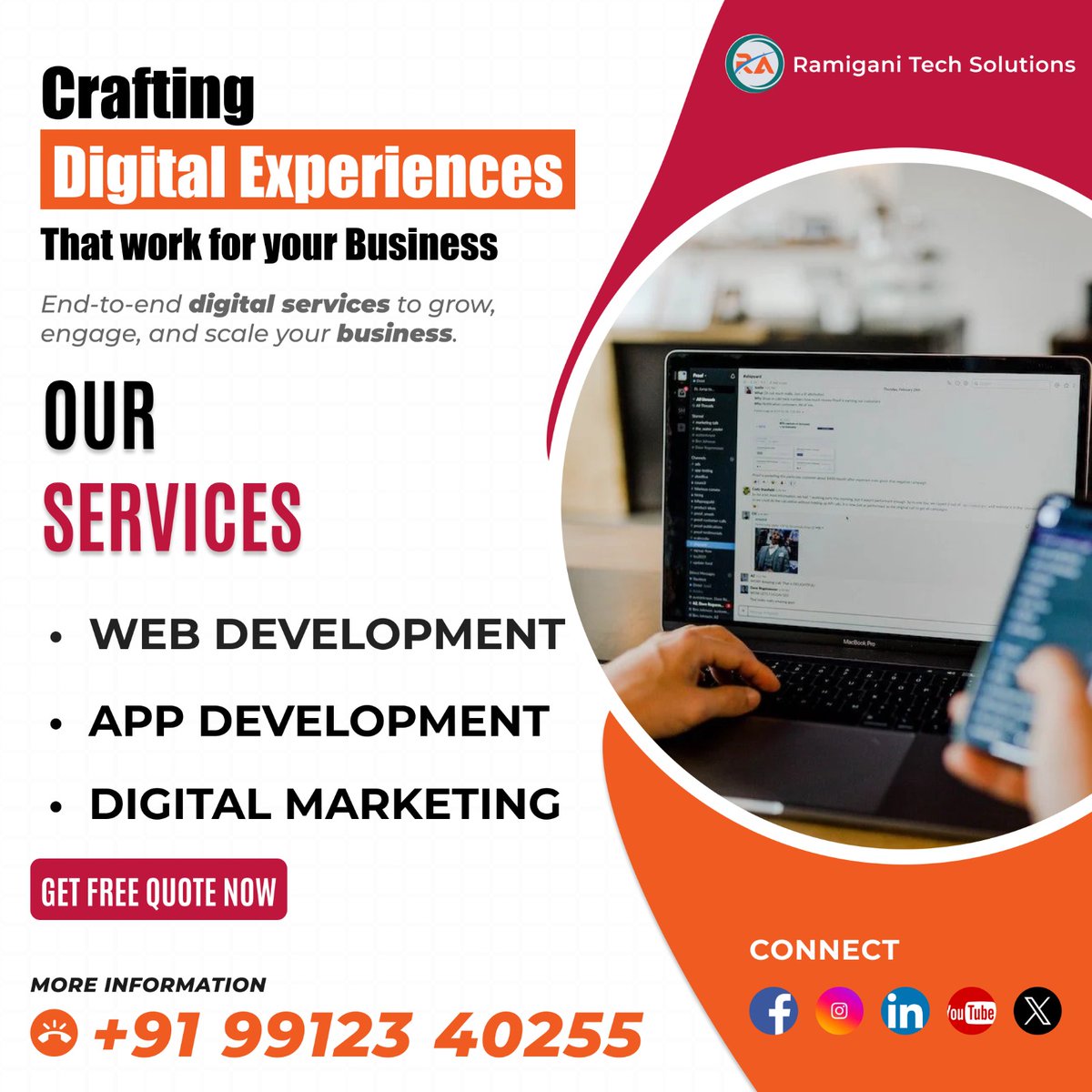 RamiganiTe99276's tweet image. 🚀 Crafting Digital Experiences That Work for Your Business!
Need a website, app, or digital marketing support?
We’ve got you covered at Ramigani Tech Solutions. 
✅ Web Development
✅ App Development
✅ Digital Marketing
📞 +91 99123 40255
#RamiganiTechSolutions #WebDev #Appdev