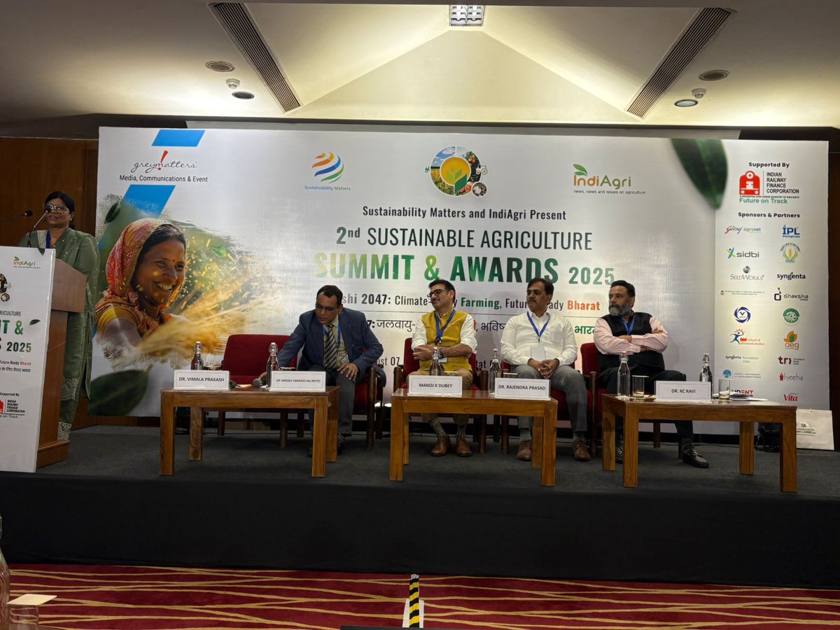 1st panel discussion~ "Building a Future-Ready Agriculture for India@2047"!

Chaired by Dr Jaidev Sarangi, with panelists ~ Shri Rajavelu N K. (<a href="/GodrejProp/">Godrej Properties Limited</a>); Dr KC Ravi (<a href="/SyngentaIND/">Syngenta India</a>); Dr Rajendra Prasad (<a href="/sidbiofficial/">Small Industries Development Bank of India</a>) &amp; Dr Vimala Prakash (<a href="/IPLBiologicals/">IPL Biologicals Limited</a>).

#AgriSummit2025