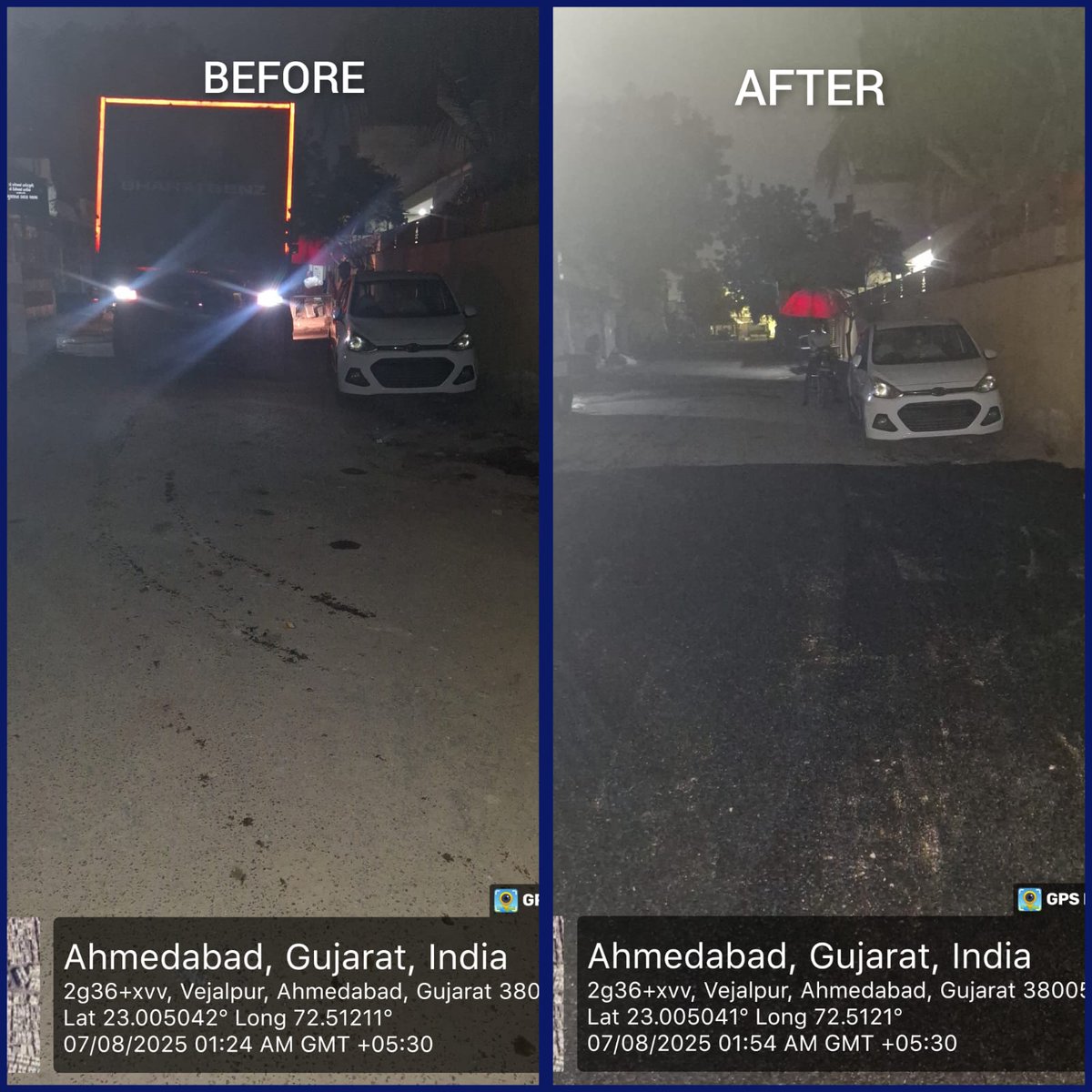 AmdavadAMC's tweet image. Hotmix patchwork was carried out in Jodhpur, Vejalpur, and Maktampura Wards to enhance road quality and ensure safer, more comfortable commutes. AMC remains dedicated to building better, well-connected roads across Ahmedabad.

#hotmixpatchwork #amcroadworks…
