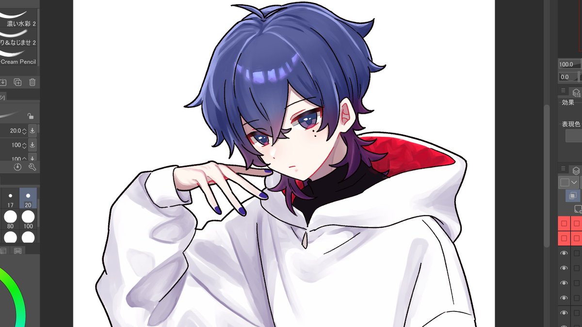 りっくんのコテキャ描いてる👏