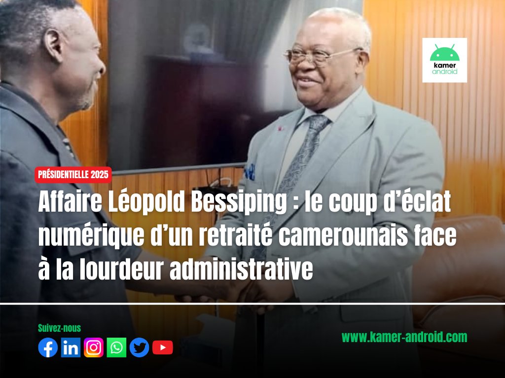kamerandroid's tweet image. 🚨 Un retraité défie la lourdeur administrative grâce au numérique ! Jusqu’où ira Léopold Bessiping dans ce combat digital ? 🔥

🔲 Changer la donne ?
🔲 Surmonter les obstacles ?
🔲 Inspirer le pays ?

➡️ kamer-android.com/2025/08/07/aff…

#Cameroun #Numérique #RévolutionDigitale