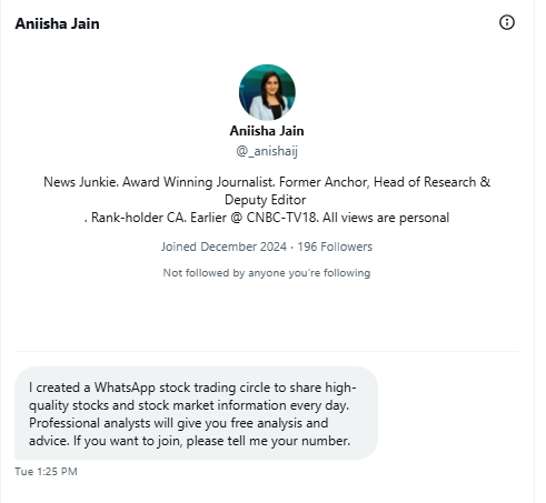 FAKE PROFILE ALERT : x.com/_anishaij

Please be careful!