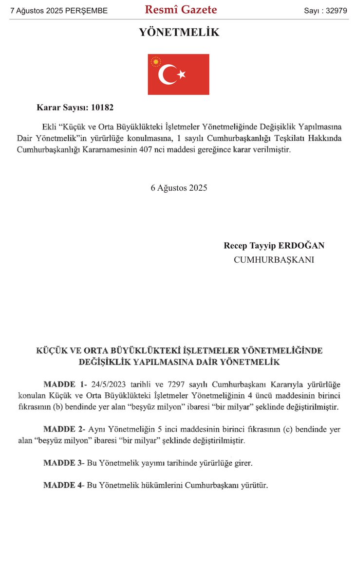 Mehmet Fatih KACIR (@mfatihkacir) on Twitter photo Bugün Cumhurbaşkanımız Sayın <a href="/RTErdogan/">Recep Tayyip Erdoğan</a>’ın imzasıyla Resmi Gazetede yayımlanan Kararla, KOBİ tanımındaki net satış hasılatı veya mali bilanço büyüklüğü sınırı 500 milyon TL’den 1 milyar TL’ye yükseldi.
KOBİ’lerimizi yatırım, istihdam ve finansman süreçlerinde güçlü şekilde Bugün Cumhurbaşkanımız Sayın <a href="/RTErdogan/">Recep Tayyip Erdoğan</a>’ın imzasıyla Resmi Gazetede yayımlanan Kararla, KOBİ tanımındaki net satış hasılatı veya mali bilanço büyüklüğü sınırı 500 milyon TL’den 1 milyar TL’ye yükseldi.
KOBİ’lerimizi yatırım, istihdam ve finansman süreçlerinde güçlü şekilde