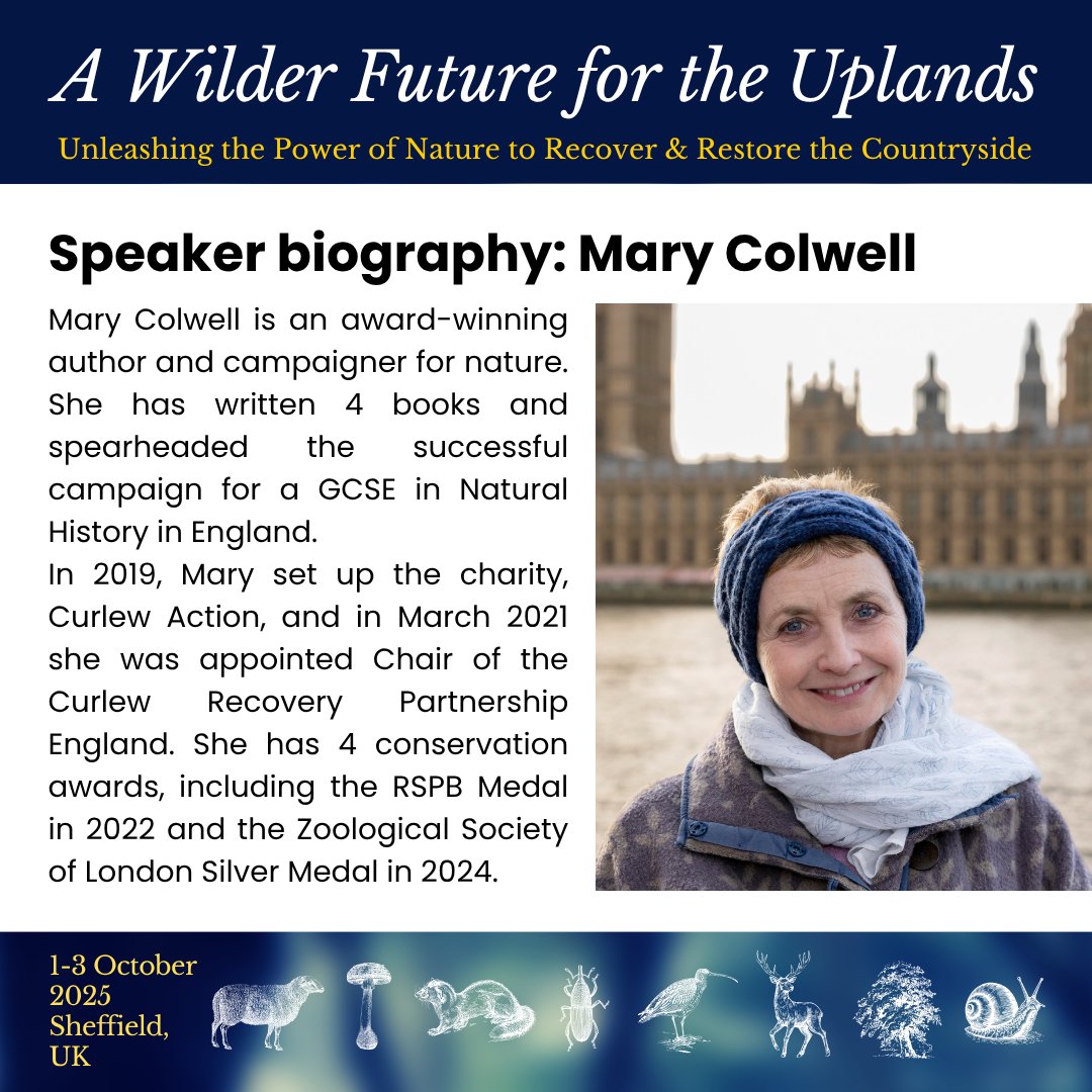 SYBRG-Christine (@syeconet) on Twitter photo 🌿 Speaker spotlight: Mary Colwell 🌿
Author, campaigner & founder of <a href="/CurlewAction/">Curlew Action</a>, Mary joins us at A Wilder Future for the Uplands to talk curlew conservation – vital for restoring our upland landscapes.
ukeconet.org/wilder-future-…
#Uplands #Curlew #Conservation #Sheffield 🌿 Speaker spotlight: Mary Colwell 🌿
Author, campaigner & founder of <a href="/CurlewAction/">Curlew Action</a>, Mary joins us at A Wilder Future for the Uplands to talk curlew conservation – vital for restoring our upland landscapes.
ukeconet.org/wilder-future-…
#Uplands #Curlew #Conservation #Sheffield